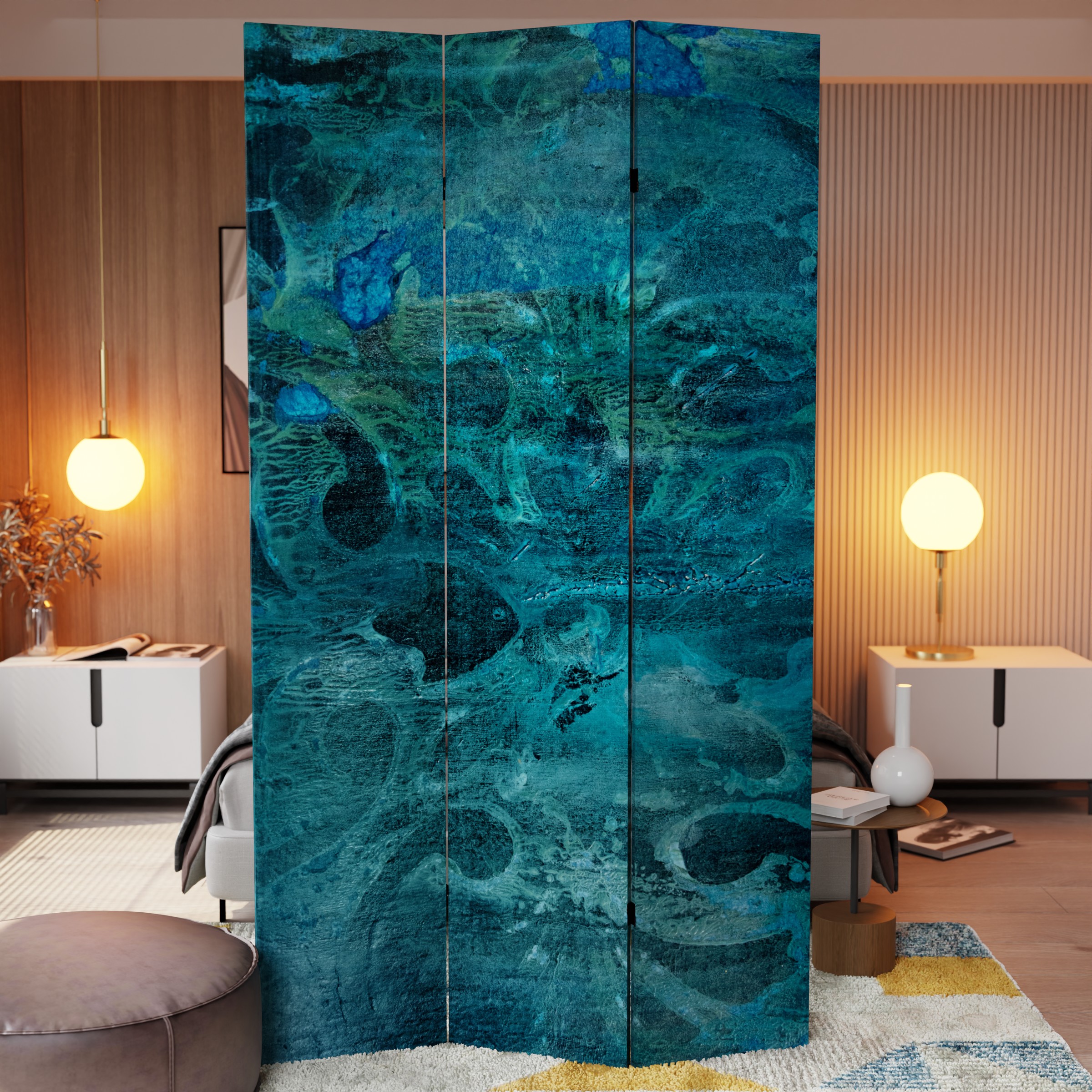 Buy 7 ft. Tall Double Sided Deep Blue Sea Canvas Room Divider Online ...