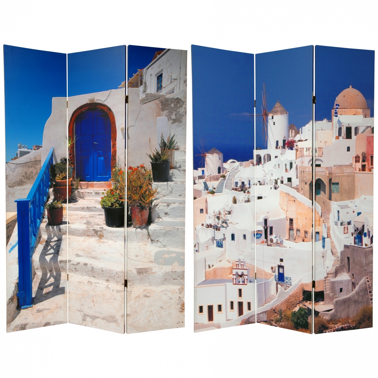 6 Ft Tall Double Sided Santorini Greece Room Divider