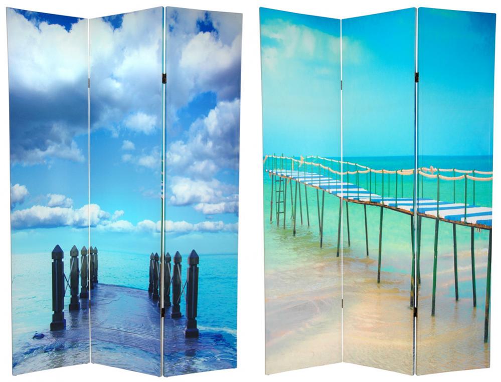 ft. Tall Double Sided Ocean Room Divider 3 Panel  